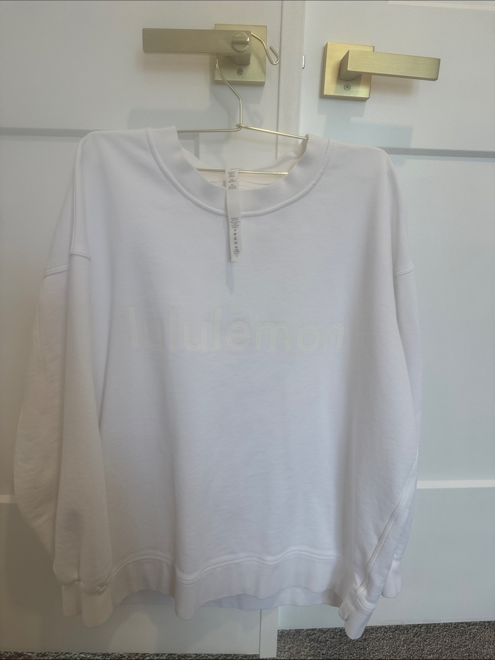 lululemon athletica White Crewneck Sweatshirt with Tonal Logo